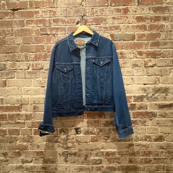 Levi Strauss Co Denim Trucker Jacket Blue Size 46 Womens XL Vintage Made in USA - Picture 2 of 8